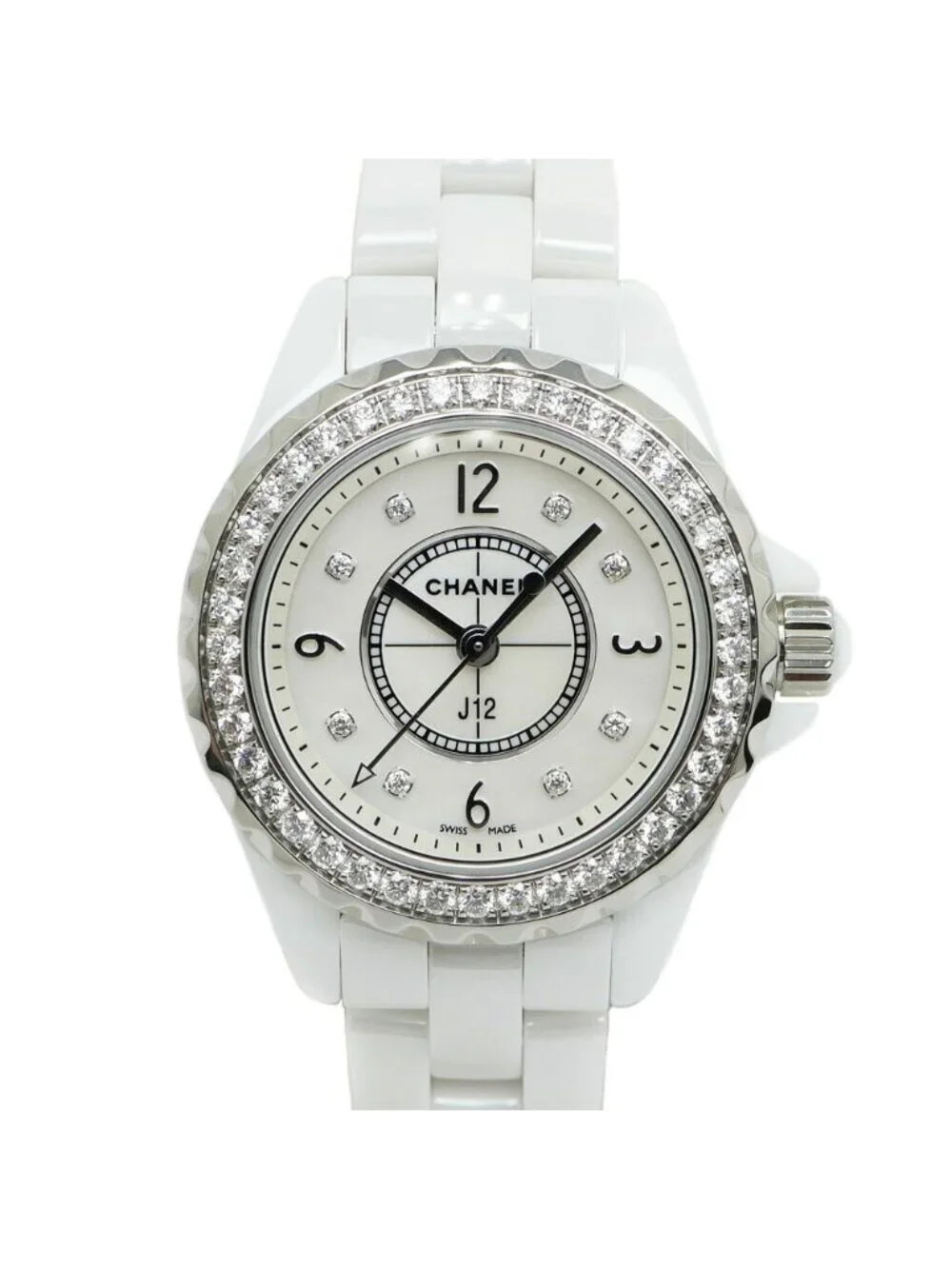 Chanel 29 White Diamond Bezel Ceramic Quartz Watch